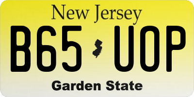 NJ license plate B65UOP