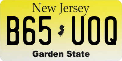 NJ license plate B65UOQ