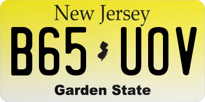 NJ license plate B65UOV