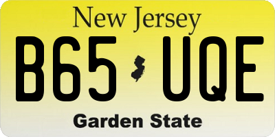 NJ license plate B65UQE
