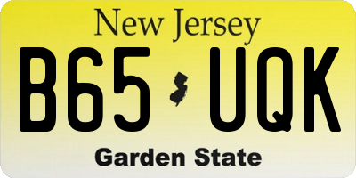 NJ license plate B65UQK