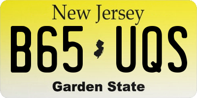 NJ license plate B65UQS