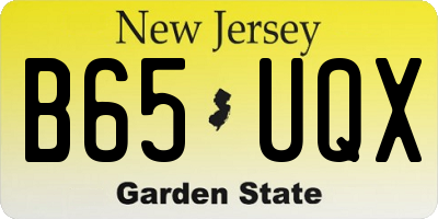 NJ license plate B65UQX