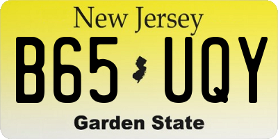 NJ license plate B65UQY