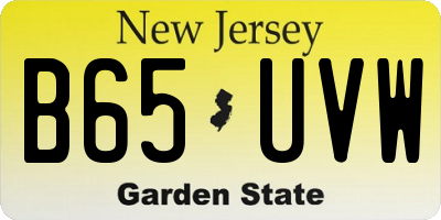 NJ license plate B65UVW