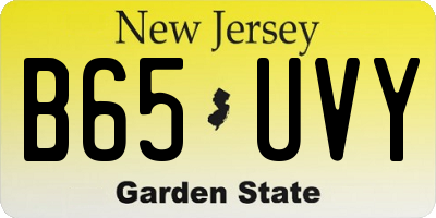 NJ license plate B65UVY