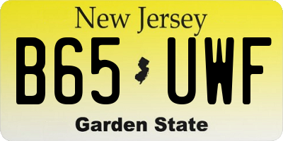 NJ license plate B65UWF