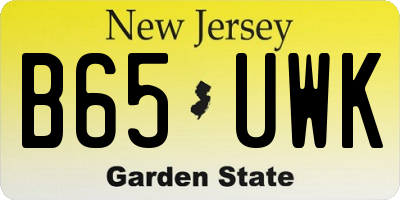 NJ license plate B65UWK