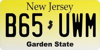 NJ license plate B65UWM