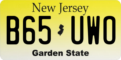 NJ license plate B65UWO