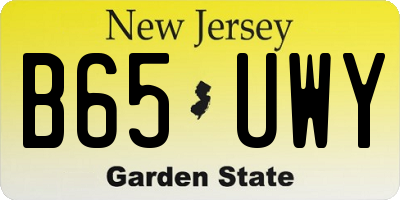 NJ license plate B65UWY