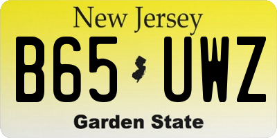 NJ license plate B65UWZ