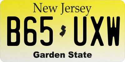 NJ license plate B65UXW