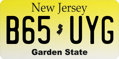 NJ license plate B65UYG