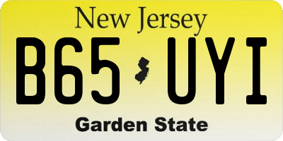 NJ license plate B65UYI