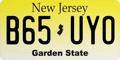 NJ license plate B65UYO