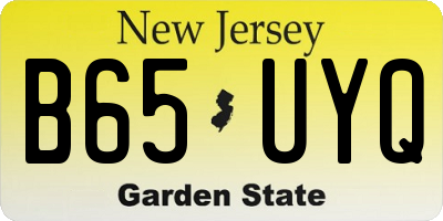 NJ license plate B65UYQ