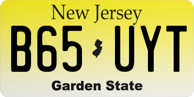 NJ license plate B65UYT