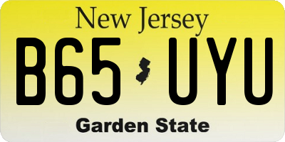 NJ license plate B65UYU