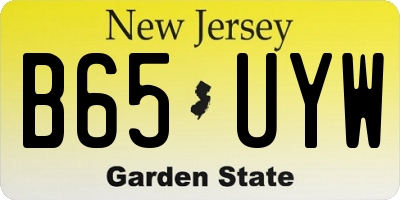 NJ license plate B65UYW