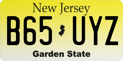 NJ license plate B65UYZ