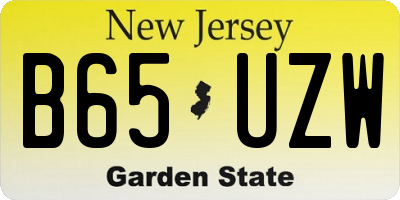 NJ license plate B65UZW