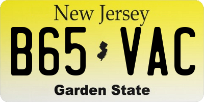 NJ license plate B65VAC