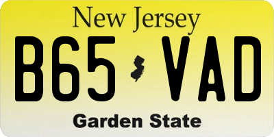 NJ license plate B65VAD