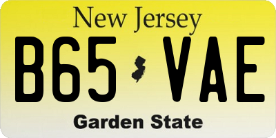 NJ license plate B65VAE