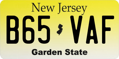 NJ license plate B65VAF