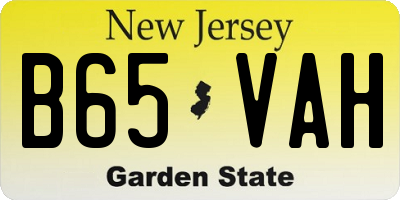 NJ license plate B65VAH