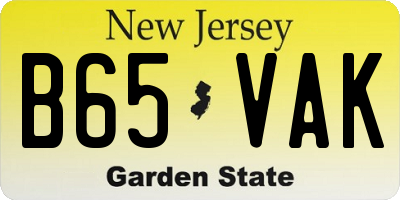 NJ license plate B65VAK