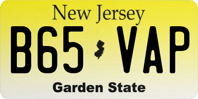 NJ license plate B65VAP