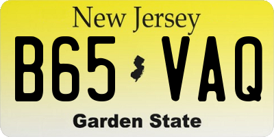 NJ license plate B65VAQ