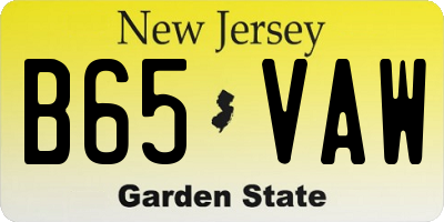 NJ license plate B65VAW