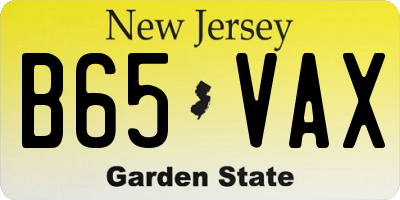 NJ license plate B65VAX