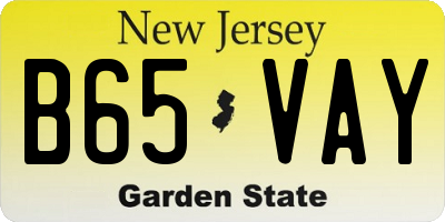 NJ license plate B65VAY