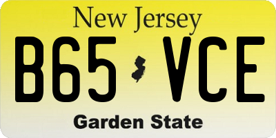 NJ license plate B65VCE