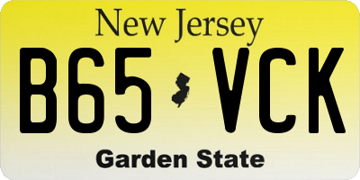 NJ license plate B65VCK