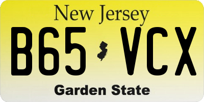 NJ license plate B65VCX