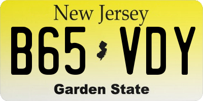 NJ license plate B65VDY