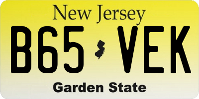 NJ license plate B65VEK