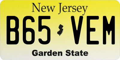 NJ license plate B65VEM
