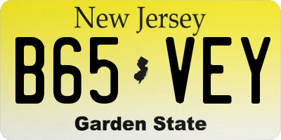 NJ license plate B65VEY