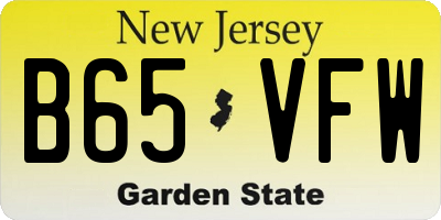 NJ license plate B65VFW