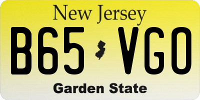NJ license plate B65VGO