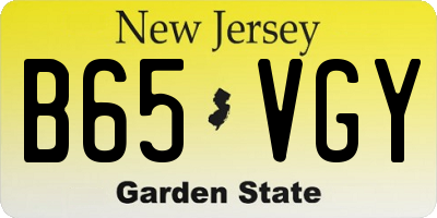 NJ license plate B65VGY