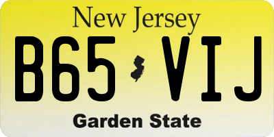 NJ license plate B65VIJ