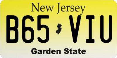 NJ license plate B65VIU