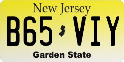 NJ license plate B65VIY